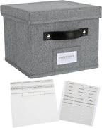 TARSUKA Greeting Card Organizer with dividers - Storage Box with lid Holds 150+ Cards - Assortment Box for Greeting Cards,Recipes, Photos, Envelopes, Keepsake - 9 x 9 x 7 Inches (Gray, 1 pcs)