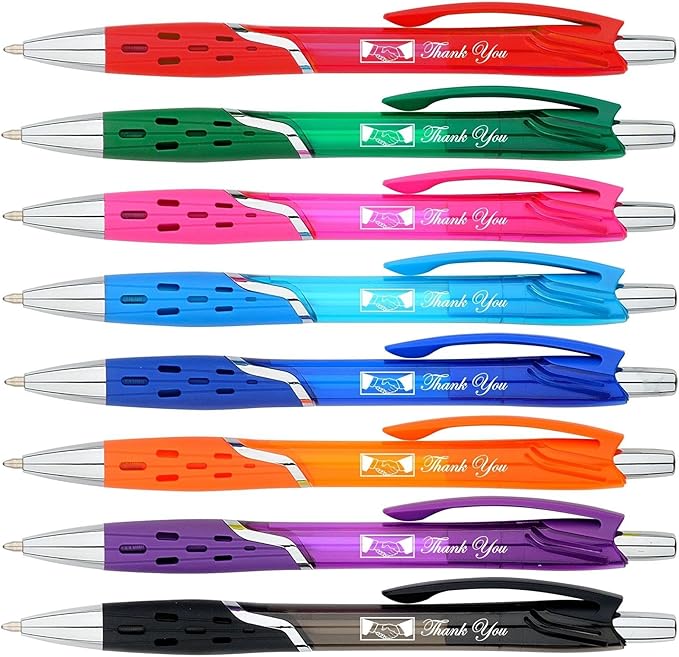 SyPen Personalized Ballpoint Pens With your Custom Logo or Text-300 Pack Bulk-for Businesses, Parties, and Events, Custom Printed, Vivid Colored Translucent Barrel, Click Pens, Black Ink, Purple Pens
