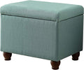 Spatial Order Home Decor | Upholstered MediumRectangular Storage Ottoman | Hinged Lid Ottoman with Storage for Living Room & Bedroom, Aqua Linen