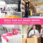 BOMEI PACK Heavy Duty 6 Rolls Colored Moving Tape with Dispenser 1.88 Inch x 60 Yard, Pink Packaging Tape 2.4 mil Packing Tape for Shipping, Moving, Mailing & Storage