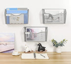 EasyPAG 6 Pack Wall File Organizer with Label Panel, Mesh Hanging File Folder Organizer for Letter/A4 Size Folders, Wall Mounted Vertical Mail Holder for Paperwork, Office, Home, School, Silver