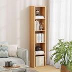 5 Cube Storage Organizer Single Row, Cube Shelf with Heavy-Duty Thick Boards, 13.31"L x 9.37"W x 60.55"H, Smooth Easy-Clean Panels, Simple Assembly, for Living Room Bedroom Office, Natural-Oak