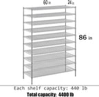 Regal Altair 24" Deep x 60" Wide x 86" Height Wire Shelving Kit | 10-Tier | NSF Commercial Storage Rack Unit
