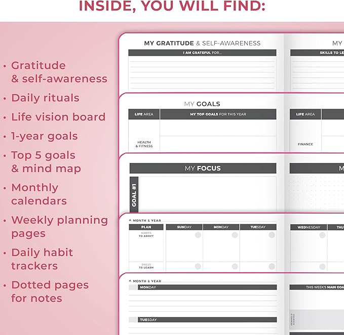 Clever Fox Planner Large – Undated Weekly & Monthly Planner for Productivity, Time Management & Goals – Organizer Journal – 7x10” (Hot Pink)