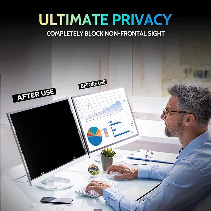 [2 Pack] 29 Inch Privacy Screen for Computer Monitor 21:9 Aspect Ratio, Eye Protection Anti Blue Light Glare Shield, 29inch Removable Black Blackout Anti Spy Desktop Security Private Filter