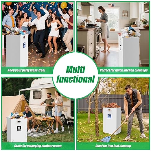 CINNIE&JHIN 30 Gallon Corrugated Cardboard Disposable Trash Cans with Built-in Handles, Heavy Duty 4 Pack Extra Large Portable Trash Can, Waterproof Layer Reusable Garbage Can, Recycling Bins