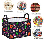 FUULOXE Halloween Ghost Storage Basket with Handles Pumpkin Open Gifts&Candy Spooky Basket stuffers for Kids Baby Collapsible Women Organizer Bins Toys Boxes for Shelves Home Office