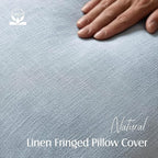 Foindtower Set of 2 Decorative Linen Fringe Throw Pillow Covers Boho Farmhouse Cushion Cover with Tassels Soft Accent Pillowcase for Couch Chair Sofa Bed Living Room Home Decor,20×20 Inch,Sky Blue