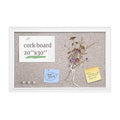 VUSIGN Linen Bulletin Board, 30'' x 20'' Large White Cork Board Decorations, Wall Mounted White Framed Cork Boards, Fabric Pin Boards for Walls with 10 Pushpins for Home, School, Office