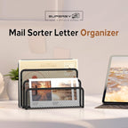 SUPEASY Mail Organizer for Desk, Mesh Metal Mail Holder Countertop with 3-Slot, Letter Sorter File Holder, Office Envelope Organizer for Mails (Black)