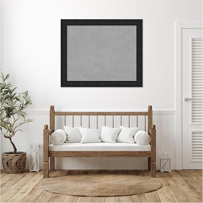 Amanti Art Black Framed Magnetic Board 39x47 X-Large Vision Board for use with Magnets, 100% Metal Sheet to Display Items as Office Decor or for Home Organization in mudroom, Kitchen or Kids Room