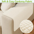 Couch Arm Covers, Sofa Arm Covers, Waterproof Armrest Cover for Sofa, Armchair, Loveseat, Non-Slip Recliner Arm Cover, Sofas Headrest Cover, Arm Chair Covers Set of 2 (Beige, 24"×20")