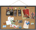 FEBSNOW Cork Board Bulletin Board 23 x 15.7Inches with Rectangle Black Frame Hanging Pin for Walls Office Message Board or Vision Board Decoration