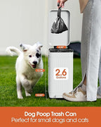 GibHerz Small Trash Can with Lid Soft Close-10L/2.6 Gal Stainless Steel Outdoor Dog Poop Garbage Can-Metal Waste Bins with Pedal for Bathroom Bedroom Office-White