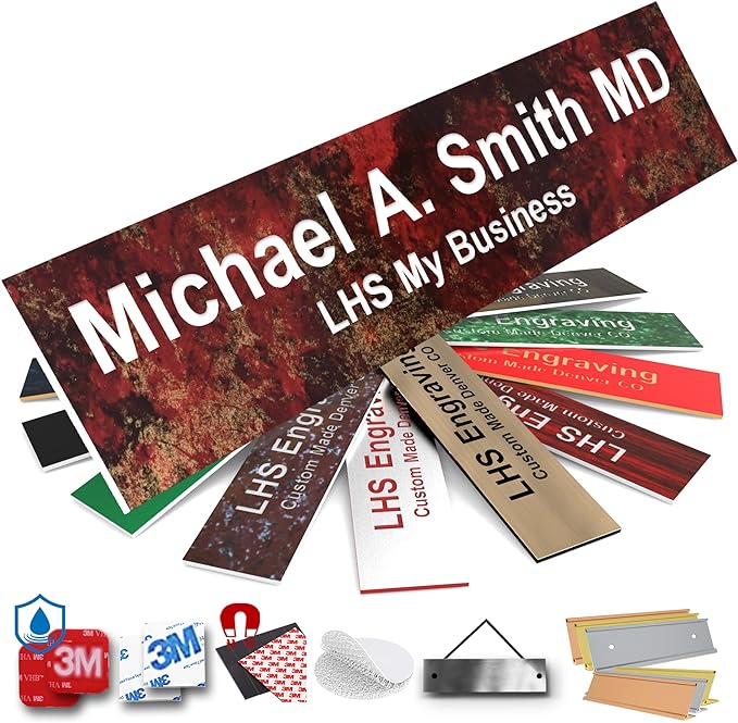 Engraved Door Signs for Office Personalized Rustico Granite Plastic Door Plaque White Letters - Made in USA 2x10 S2