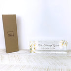 Artblox Office Desk Name Plate Personalized | Custom Name Plates for Desks | Calla Flowers Design On Clear Acrylic Glass | Office Desk Decor - (8" x 2.5")