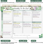 104 Pgs Weekly To Do List Notepad, 52 Duplex-Printed Undated Sheets 100 GSM（8.5"×11") Weekly Desk Planner For Work Home School Office Desk Accessories Supplies & Goal Setting Tasks - Green Foliage