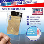 MIFFLIN Large (L) Vertical ID Badge Holders (Clear, 3x4 inch, 100 Pack), Plastic Nametag Covers with Zipper, Name Tag Holder