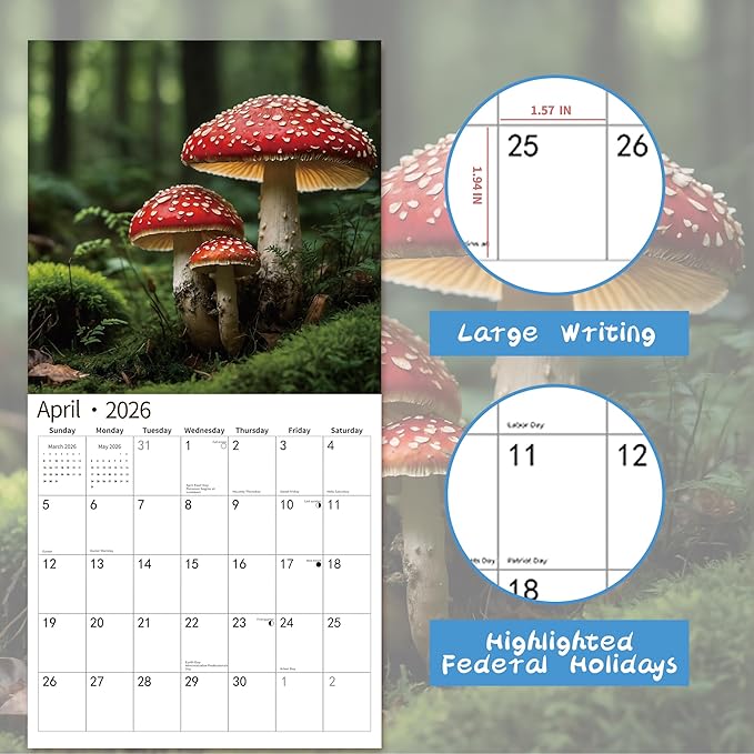 2026 Wall Calendar,Calendar 2026, November 2025 - December 2026, Wall Calendar Mystic Forests, 12" x 24" Opened,Full Page Months Thick & Sturdy Paper for Gift Perfect Calendar Organizing & Planning