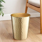 Monarch Abode Metal Bathroom Trash Can – Waste Basket for Bedroom, Office Desk, & Dorm, Hand Hammered, Durable Decorative Brushed Gold Small Trash Can Bathroom Garbage Bin Wastebasket