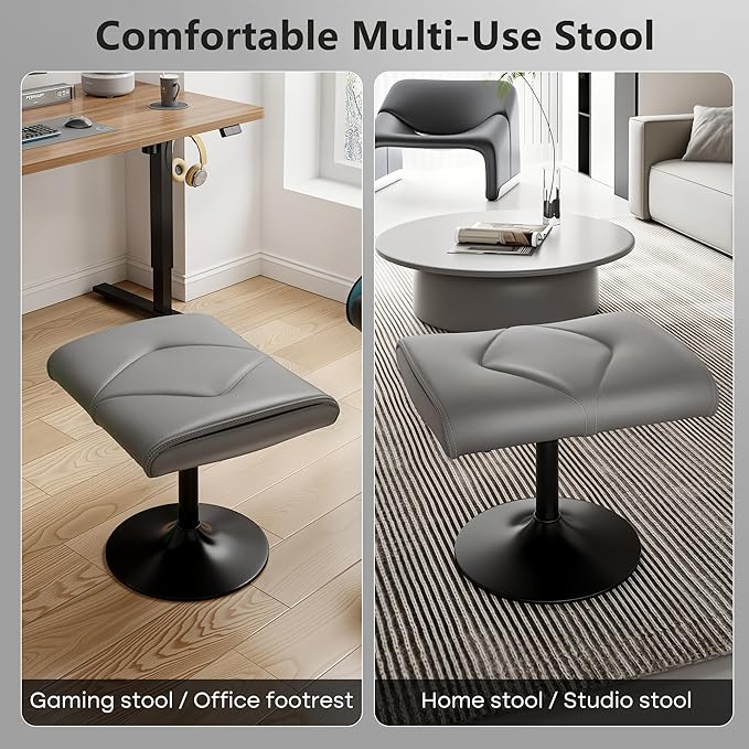VECELO Foot Rest Under Desk Ottoman, PU Height Adjustable Footrest with Comfort Padding, Leg Rest for Desk for Relieving Leg Pain, Stiffness, and etc, Black