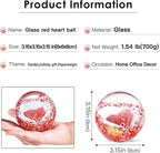 Hand Blown Glass Red Heart Paperweight ball for Birthday Gift,Home Decor Collectible,Office Decor Lovers.