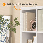 furtble Bookshelf with Storage Bins, 8-Cube Storage Organizer with Back Panels, Modern Wood Open Bookcase, Multifunctional Display Shelf for Living Room, Bedroom, Home Office, White