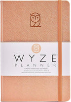 Wyze Planner Undated Daily Planner – 1-Year B5 Productivity Organizer with Two-Page Weekly Spread, Goal Setting, Habit Tracker, Weekly & Monthly Pages – Hardcover Time Management Notebook (Rose Gold)
