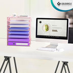 8 Tier Paper Letter Tray Organizer with Handles, Mesh Desk File Holder Storage Organization for Home School Classroom & Office (Pink)