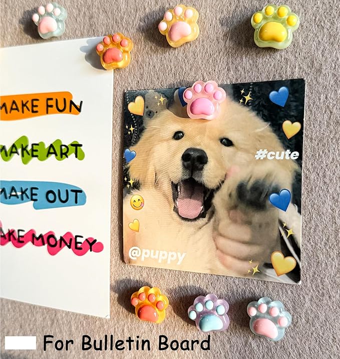 30 pcs Cat Paw Push Pins, Cute Animal Decorative Thumbtacks,Cartoon Drawing Pins for Cork Board,Photo Wall,Memo Paper,Menu Maps,Home and Office Decor,Class or Cubicle Decor
