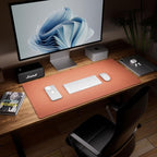 Aothia Dual-Sided Desk Mat - Leather & Cork Desk Protector, Large Mouse Pad & Writing Pad for Office/Home, Maple Brown (37.8"x17")