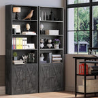 IRONCK Industrial Bookshelves and Bookcases with Doors Floor Standing 6 Shelf Display Storage Shelves 70 in Tall Bookcase for Home Office, Living Room