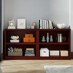 Bevfint 30" Bookcase, White Floor Standing Bookshelf, 2-Tier Display Shelves Open Storage Organizer, Book Case for Living Room Hallway Kitchen Home Office Bedroom, Mahogany 2 Tiers