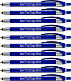 Personalized with Your Custom Logo or Text Pens-Pack of 450- for Marketing, Parties, and Events, 2 in 1 Capacitive Stylus & Ballpoint Pen Compatible with Touchscreen Devices, Black Ink, Blue Pens