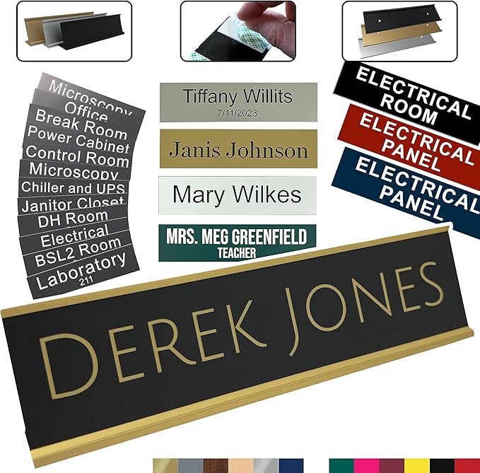 Made in USA Personalized Desk Name Plate – Custom Engraved Office Sign, 2”x8” – Choose Color, Font & Holder by Griffco Supply