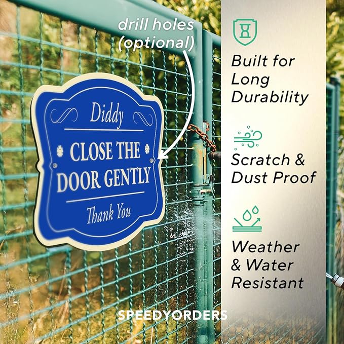 Custom Decorative Outdoor Metal Sign - Personalized Aluminum Driveway Sign, Waterproof, Made in USA - Design 3 Blue Steel 30x24 In