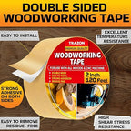 Trazon Double Sided Woodworking Tape Super Strong, 2 Inch x 120 Feet, Wood Crafter Sticky Tool, Two Side Adhesive for Router Templates and CNC Machine, Removable & Residue Free