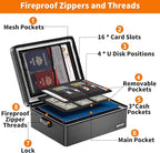 ENGPOW Fireproof Document Box, Hard Case File Box with Fireproof Zipper＆Lock, 6400°F Heat Insulated Fire and Water Resistant Portable File Organizer Storage Home Safe for Documents Laptop Cash Black