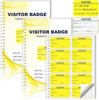 3 Pack of 900 Visitor Badges Stickers Visitor Log Book with Carbon Copy Visitor Pass Stickers with Carbonless Visitor Name Tags Guest Registry Log Book for School Business Church