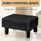 BRIAN & DANY Small Foot Stool Ottoman, Footstool with Legs, Teddy Velvet Foot Rest for Living Room, Bedroom and Office, Black