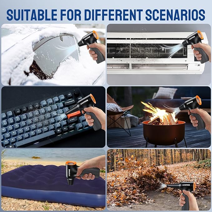 Compressed Air Duster, 260000RPM Cordless Electric Air Blower with Brushless Motor, 3-Speed Adjustable & Rechargeable – Powerful Dust Cleaner for Keyboard, Computer, Car, Outdoor, Air Bed