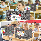 Cinrobiye 24 Pcs Composition Privacy Folders Standard for Students Cardboard Shields Test Privacy Boards Inspirational Words Desk Dividers Shield for Classroom School Study Supplies (Black)