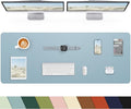 Leather Desk Pad Protector, Large Mat, Mouse Pad & Keyboard Cover - Non-Slip PU Leather Blotter - Office & Home (Light Blue, 48" x 17")