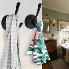 TOFIIGREM Black Towel Hooks for Wall, 5 Pack Coat Robe Hook Heavy Duty Metal Double Bath Hook Wall Mounted, Hat Hooks for Cubicle Bathroom Kitchen Closet Garage