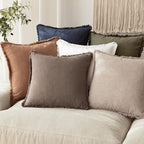 Foindtower Set of 2 Decorative Linen Fringe Throw Pillow Covers Boho Farmhouse Cushion Cover with Tassels Soft Accent Pillowcase for Couch Sofa Bed Living Room Home Decor,26×26 Inch,Light Coffee