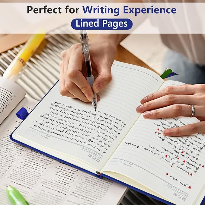 PERCUN Lined Journal Notebook for Men & Women, 160 Pages College Ruled Journal for Writing, A5 Hardcover Leather Notebooks for Work, School, Business, Travel, Daily Diary 5.9" x 8.5" (Navy)