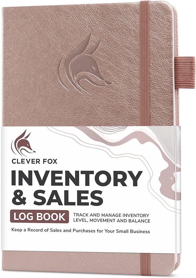 Clever Fox Inventory & Sales Log Book for Small Business – Inventory Ledger Book, Inventory Notebook, Order Tracker Book for Purchases, Sales & Reorders – Undated, Hardcover, A5, Rose Gold