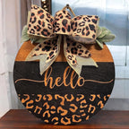 Wood front door sign Wood sign Home decor Welcome sign Sign for front door House warming gift Wedding gift (Hello Cheetah-UV025(A39) S003, 18" Width)