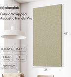 Olanglab Acoustic Panels 2 Pack, 48''x24'' Large Sound Panels, Fabric Wrapped Sound Proof Foam Panels for Walls, Sound Absorbing Panels for Recording Studio Acoustical Treatments (Ivory)