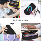 Pazacon Cute Initial Pencil Case for Kids Students, Large Capacity Pencil Pouch for Boys Girls, Letter Design Pencil Box Pen Bag Office Stationery Organizer, Rainbow Letter D
